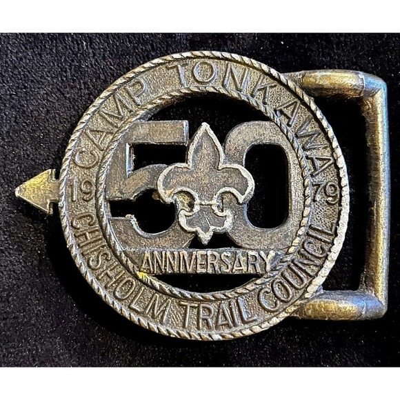CAMP TONKAWA Boy Scouts BSA~50th Year Belt Buckle CHISHOLM TRAIL COUNCIL 1994